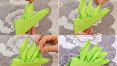 Cách xếp khăn ăn hình cánh buồm điểm xuyến cho bàn tiệc