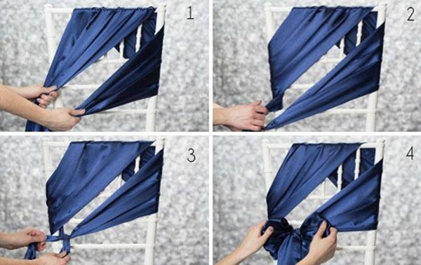 Các bước trang trí áo ghế tiệc cưới với nơ chéo khá đơn giản