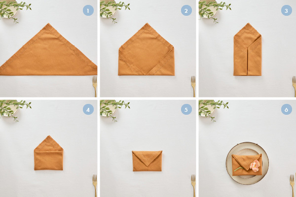 Chi tiết cách gấp khăn ăn hình phong bì (bìa thư)