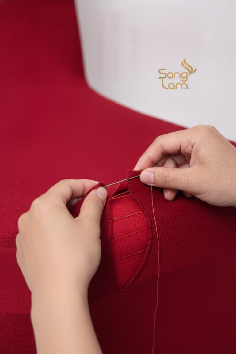 Bước 3: Thực hiện mũi khâu giấu chỉ từng bước