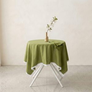 Khăn Bàn Linen Viền Ren Sang Trọng Cho Nhà Hàng & Tiệc Cưới